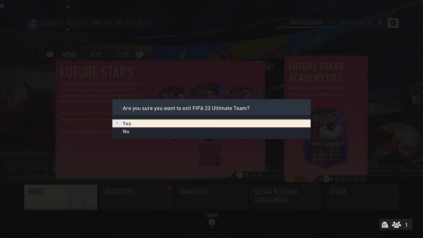 ยืนยันการออกจาก FUT